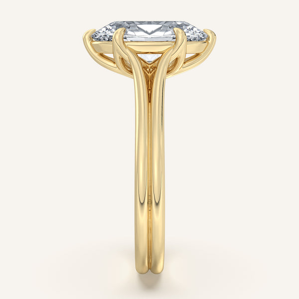 Moval Engraved Tulip Engagement Ring | 14k Yellow Gold