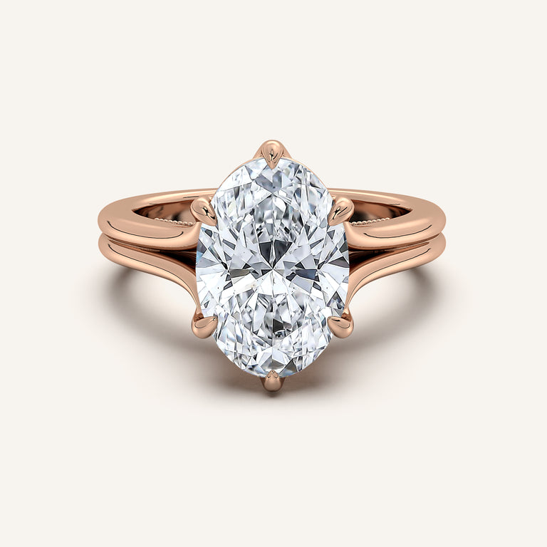 Image for Oval Engraved Tulip Engagement Ring | 18k Rose Gold