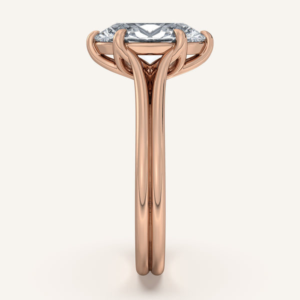 Oval Engraved Tulip Engagement Ring | 18k Rose Gold