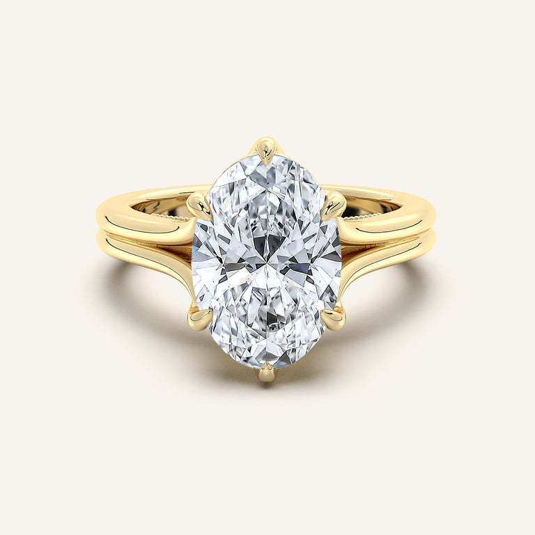 Image for Oval Engraved Tulip Engagement Ring | 18k Yellow Gold