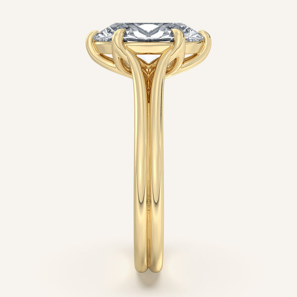Oval Engraved Tulip Engagement Ring | 18k Yellow Gold