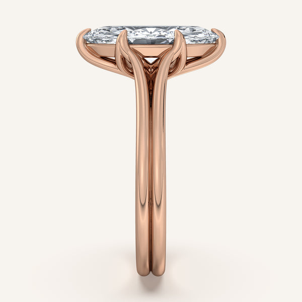 Marquise Engraved Tulip Engagement Ring | 14k Rose Gold