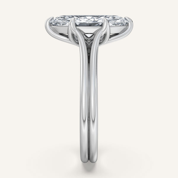 Marquise Engraved Tulip Engagement Ring | 18k White Gold