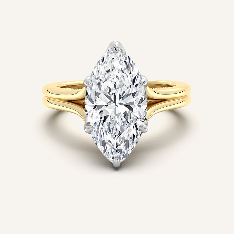 Image for Marquise Engraved Tulip Engagement Ring | 14k Two Tone
