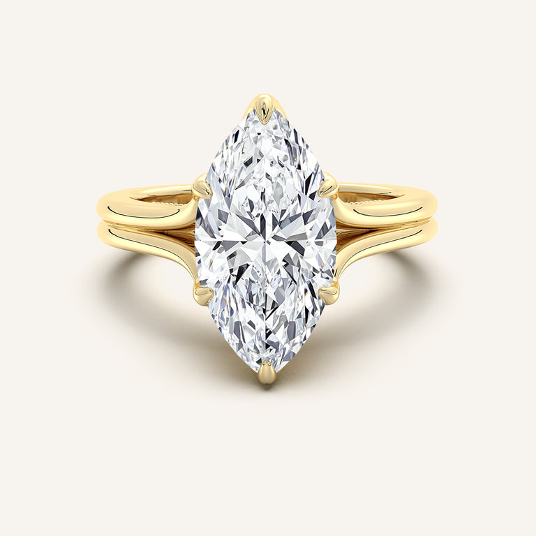 Image for Marquise Engraved Tulip Engagement Ring | 18k Yellow Gold