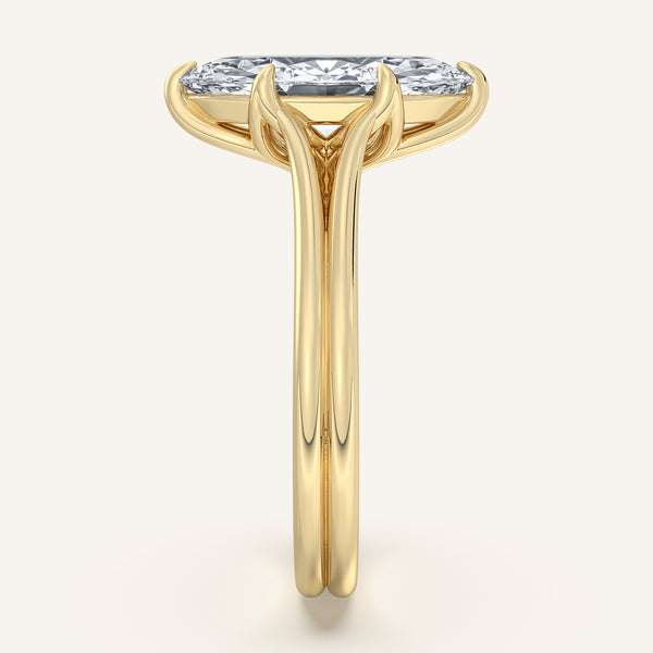 Marquise Engraved Tulip Engagement Ring | 18k Yellow Gold