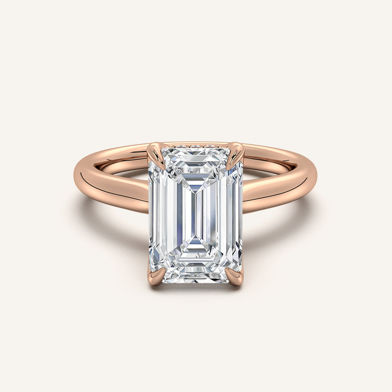 Image for Emerald Cut Tulip Style Hidden Halo Engagement Ring | 14k Rose Gold