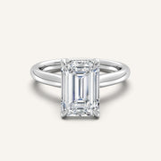 Image for Emerald Cut Tulip Style Hidden Halo Engagement Ring | 14k White Gold