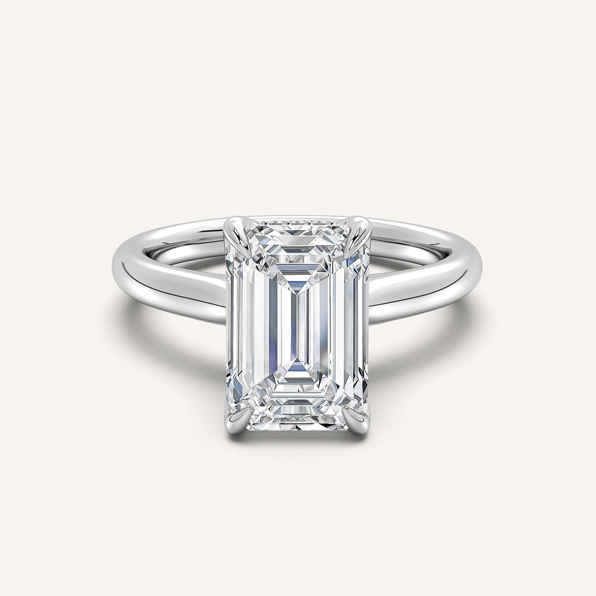 Image for Emerald Cut Tulip Style Hidden Halo Engagement Ring | Platinum