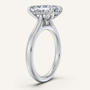 Image for Emerald Cut Tulip Style Hidden Halo Engagement Ring | 14k White Gold