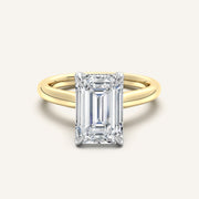 Image for Emerald Cut Tulip Style Hidden Halo Engagement Ring | 18k Two Tone