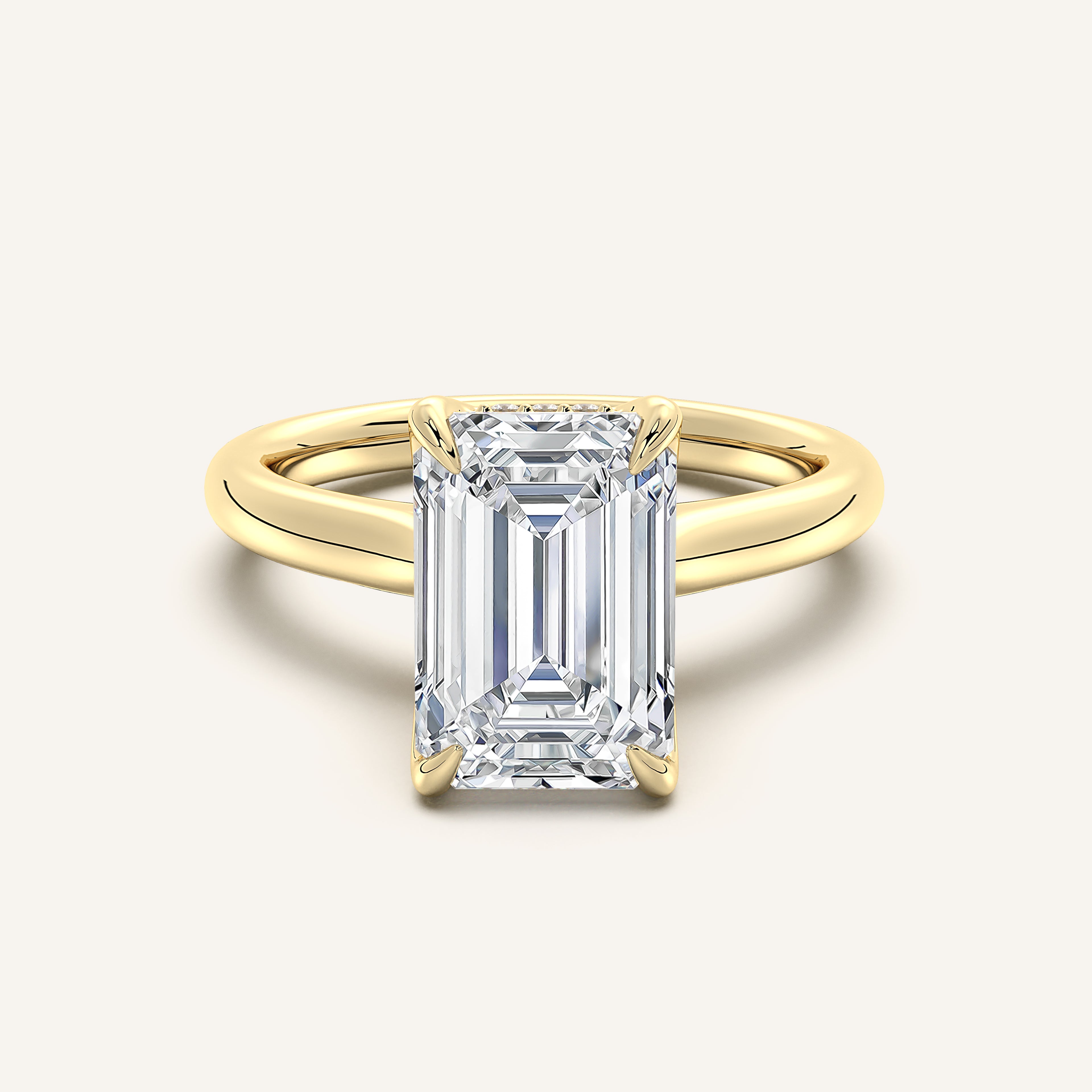Image for Emerald Cut Tulip Style Hidden Halo Engagement Ring | 14k Yellow Gold