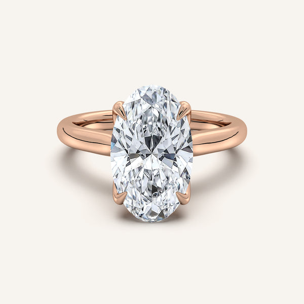 Moval Tulip Style Hidden Halo Engagement Ring | 18k Rose Gold