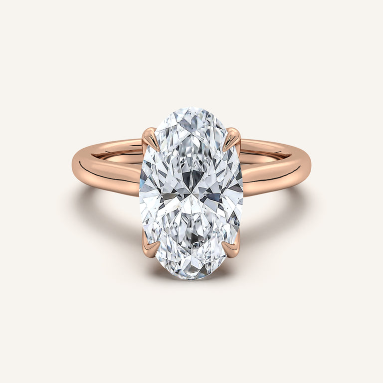Image for Moval Tulip Style Hidden Halo Engagement Ring | 18k Rose Gold