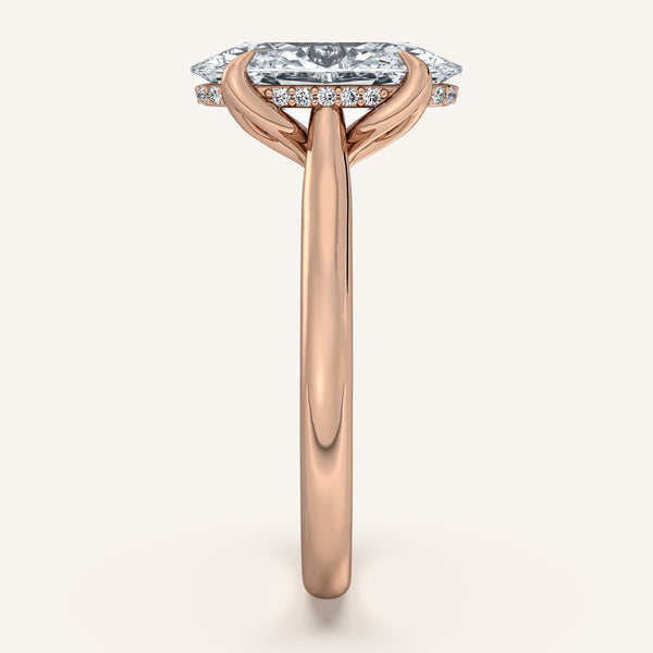 Moval Tulip Style Hidden Halo Engagement Ring | 18k Rose Gold