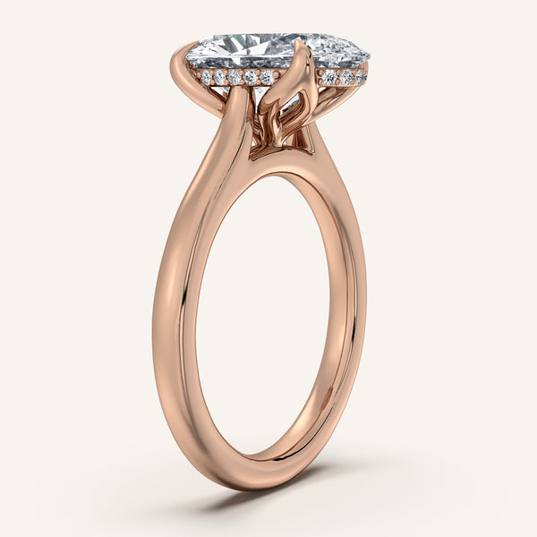 Moval Tulip Style Hidden Halo Engagement Ring | 18k Rose Gold