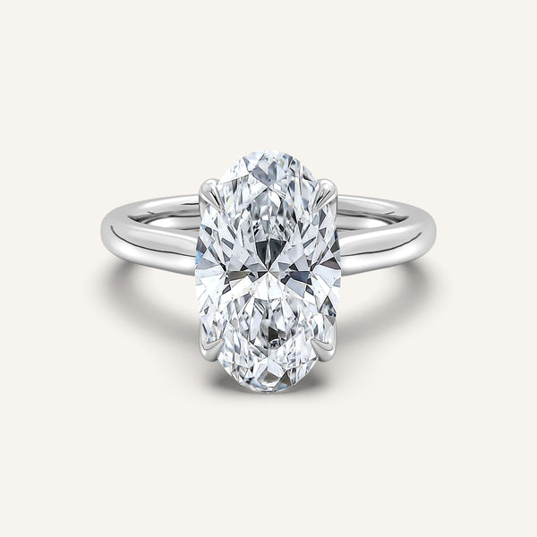 Moval Tulip Style Hidden Halo Engagement Ring | Platinum