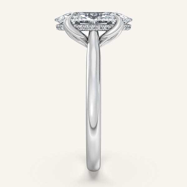 Moval Tulip Style Hidden Halo Engagement Ring | Platinum