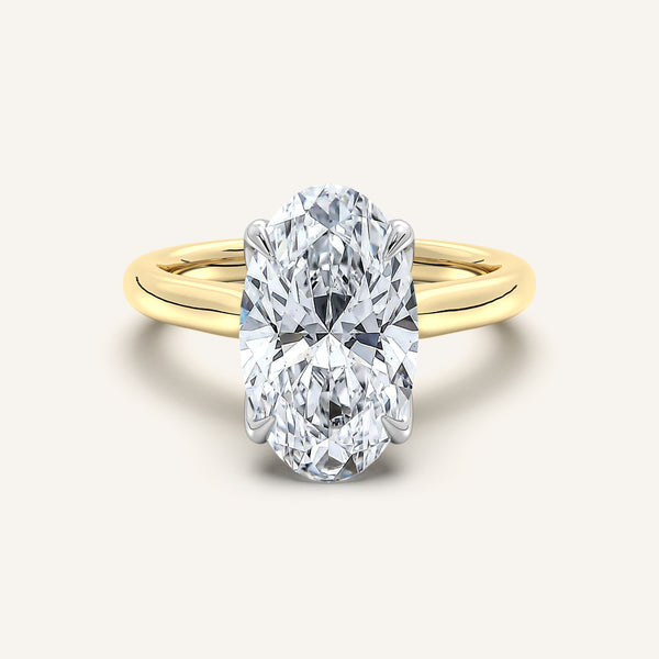 Moval Tulip Style Hidden Halo Engagement Ring | 18k Two Tone