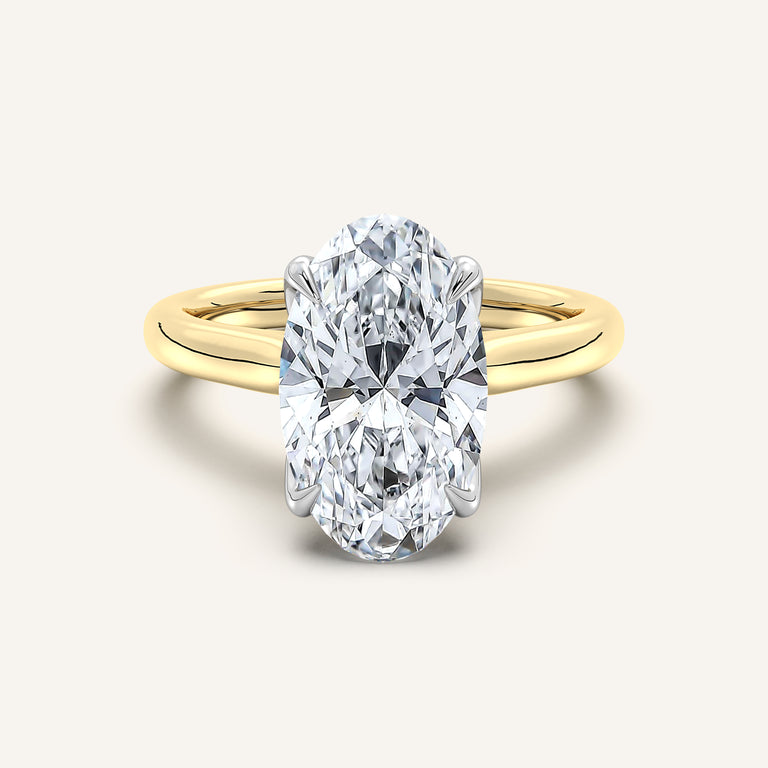 Image for Moval Tulip Style Hidden Halo Engagement Ring | 14k Two Tone