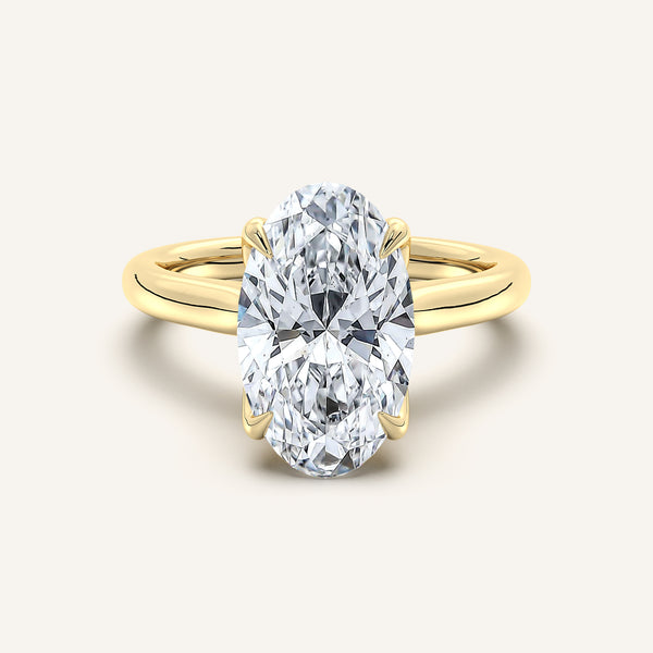 Moval Tulip Style Hidden Halo Engagement Ring | 18k Yellow Gold