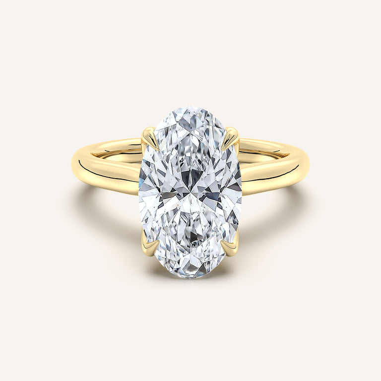 Image for Moval Tulip Style Hidden Halo Engagement Ring | 18k Yellow Gold