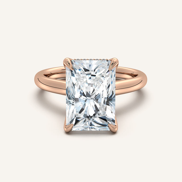 Image for Radiant Cut Tulip Style Hidden Halo Engagement Ring | 14k Rose Gold
