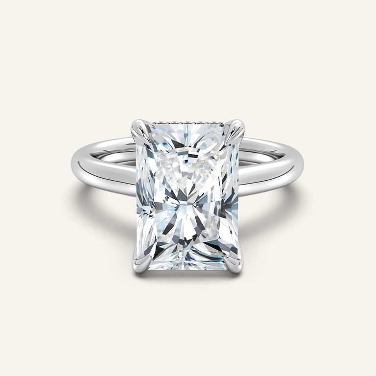 Image for Radiant Cut Tulip Style Hidden Halo Engagement Ring | 18k White Gold