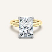 Image for Radiant Cut Tulip Style Hidden Halo Engagement Ring | 18k Two Tone