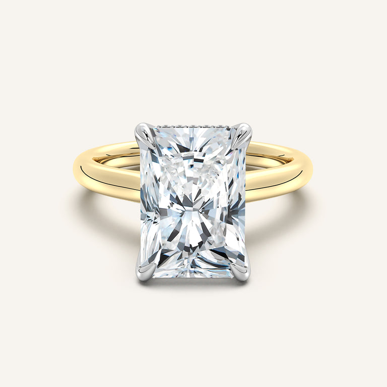 Image for Radiant Cut Tulip Style Hidden Halo Engagement Ring | 14k Two Tone