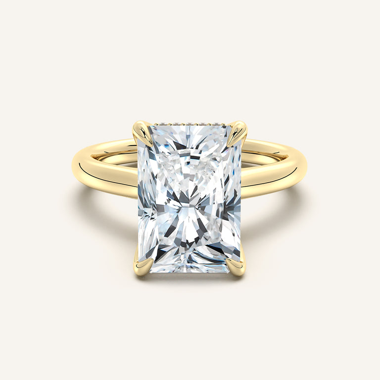 Image for Radiant Cut Tulip Style Hidden Halo Engagement Ring | 18k Yellow Gold