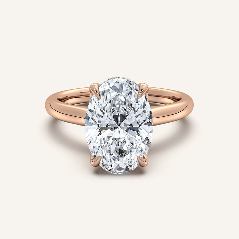 Image for Oval Tulip Style Hidden Halo Engagement Ring | 14k Rose Gold