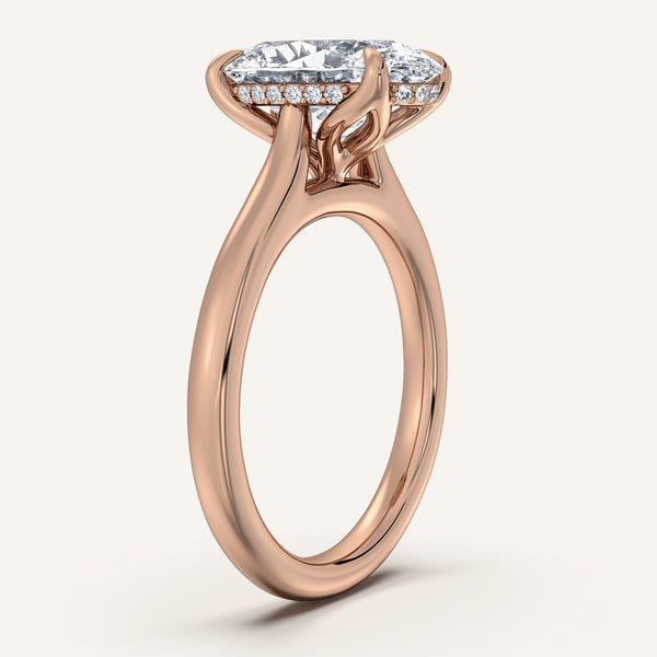 Oval Tulip Style Hidden Halo Engagement Ring | 18k Rose Gold