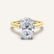 Image for Oval Tulip Style Hidden Halo Engagement Ring | 18k Two Tone