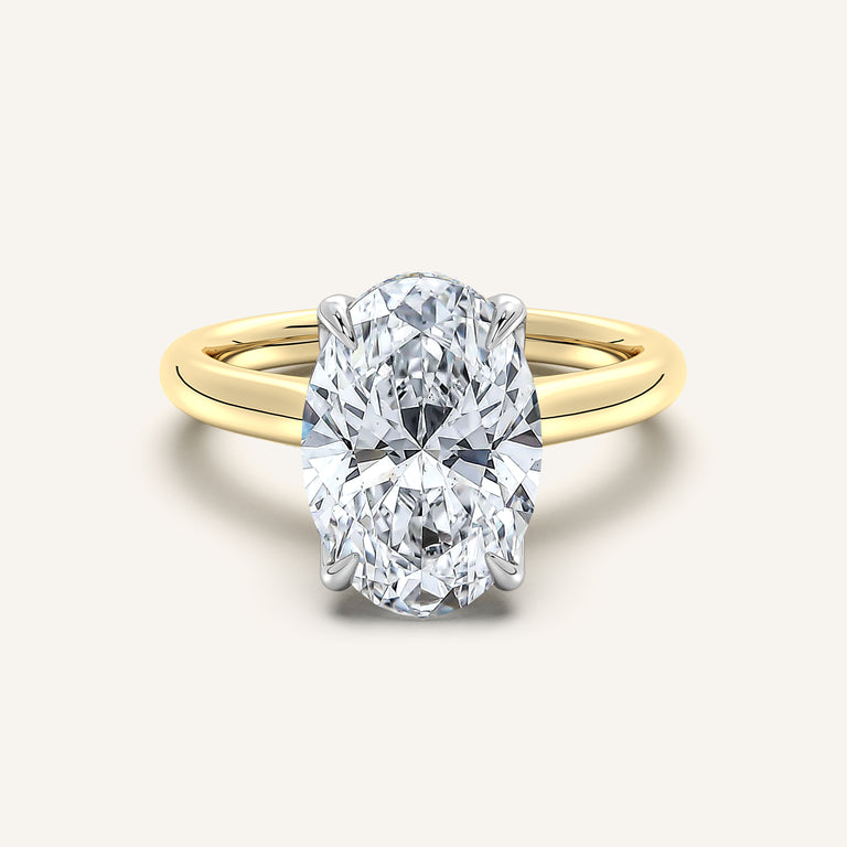 Image for Oval Tulip Style Hidden Halo Engagement Ring | 14k Two Tone