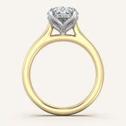 Image for Oval Tulip Style Hidden Halo Engagement Ring | 18k Two Tone
