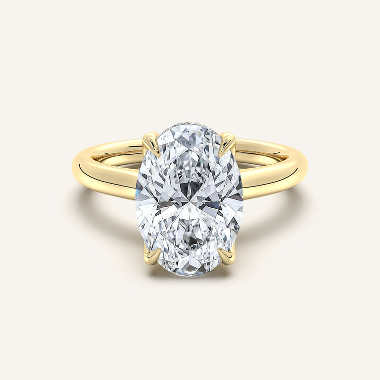 Image for Oval Tulip Style Hidden Halo Engagement Ring | 14k Yellow Gold
