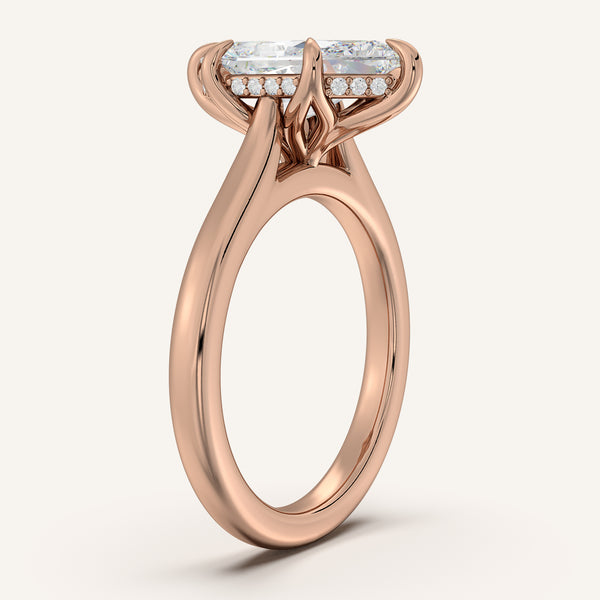 Dutch Marquise Tulip Style Hidden Halo Engagement Ring | 18k Rose Gold