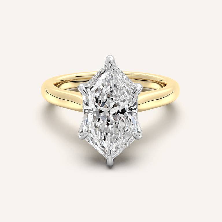 Image for Dutch Marquise Tulip Style Hidden Halo Engagement Ring | 18k Two Tone