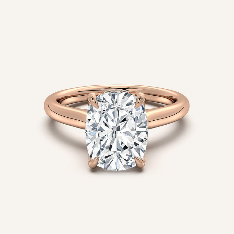 Image for Cushion Cut Tulip Style Hidden Halo Engagement Ring | 14k Rose Gold