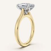 Image for Cushion Cut Tulip Style Hidden Halo Engagement Ring | 18k Two Tone