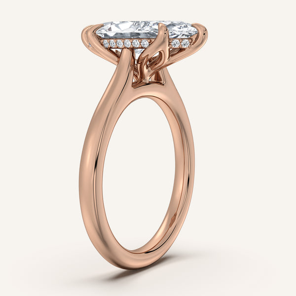 Marquise Tulip Style Hidden Halo Engagement Ring | 18k Rose Gold