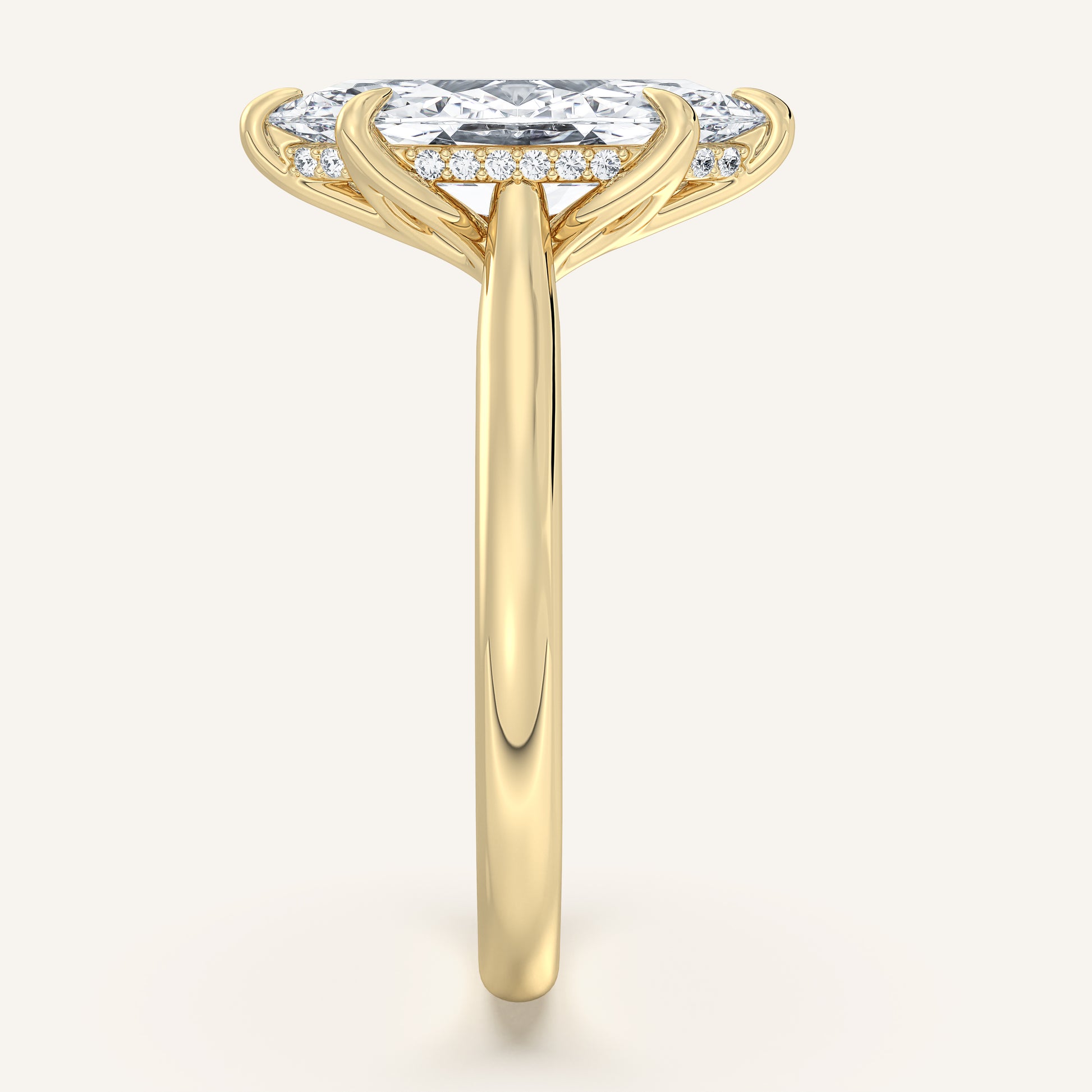 Image for Marquise Tulip Style Hidden Halo Engagement Ring | 14k Yellow Gold
