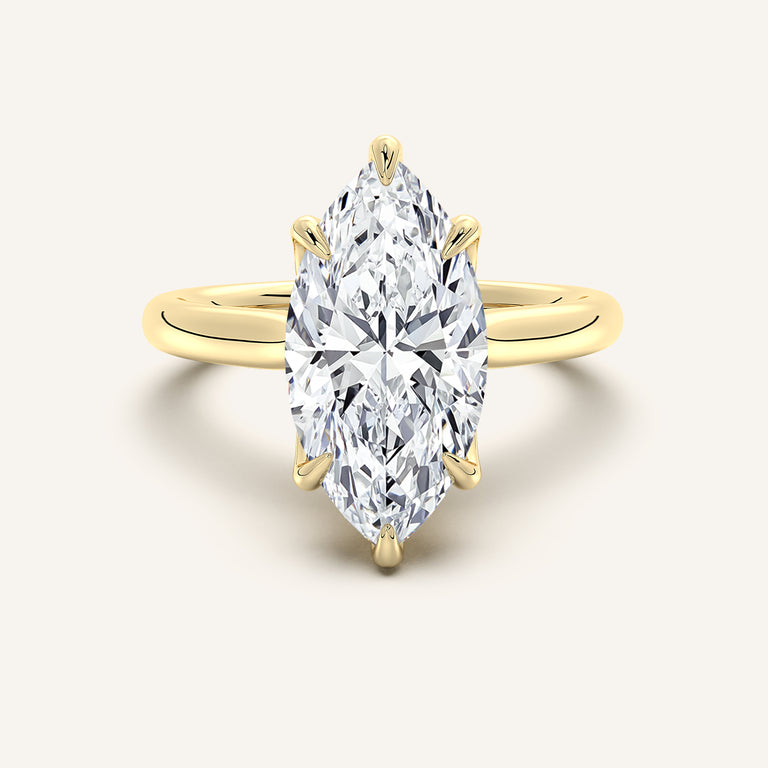 Image for Marquise Tulip Style Hidden Halo Engagement Ring | 14k Yellow Gold