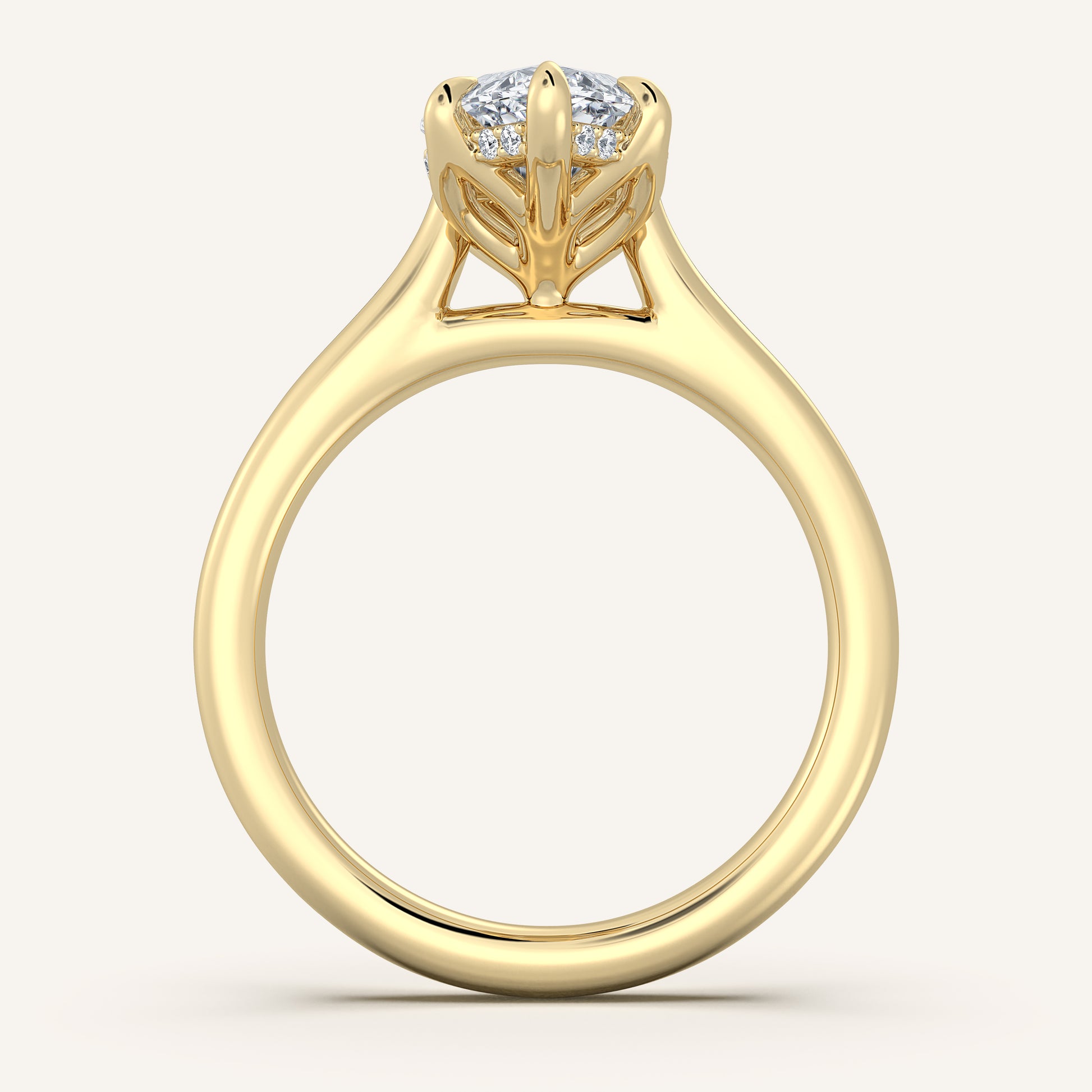 Tulip Style Hidden Halo | 14k Yellow Gold