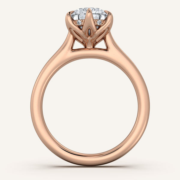 Pear Shape Tulip Style Hidden Halo Engagement Ring | 14k Rose Gold