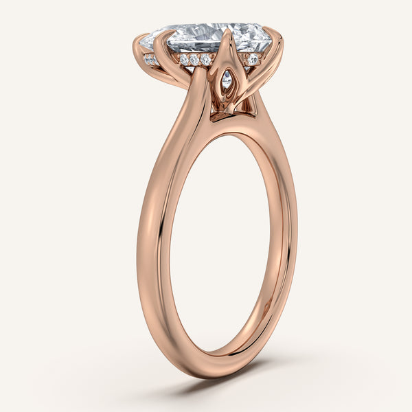 Pear Shape Tulip Style Hidden Halo Engagement Ring | 18k Rose Gold