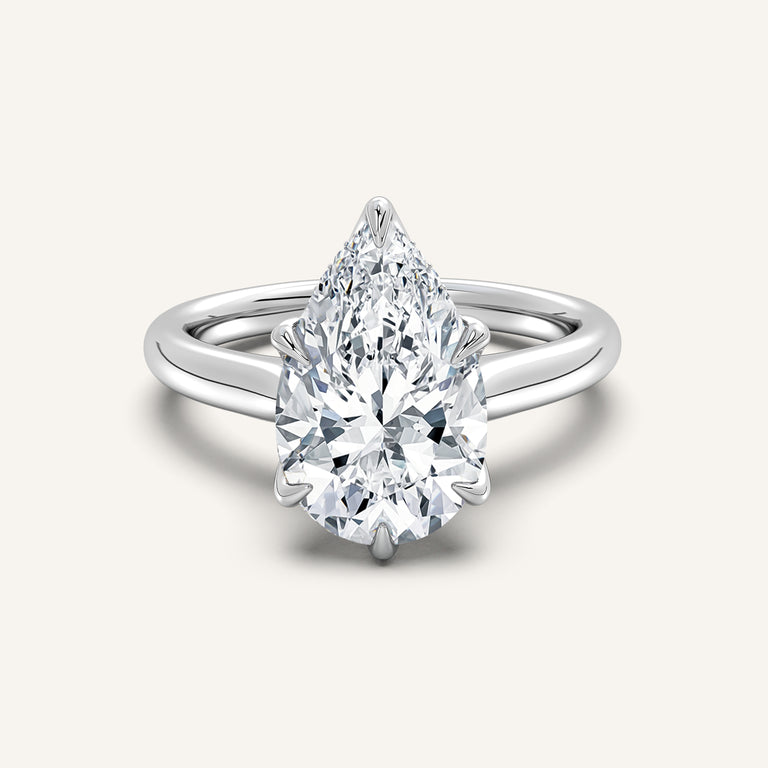 Image for Pear Shape Tulip Style Hidden Halo Engagement Ring | 14k White Gold