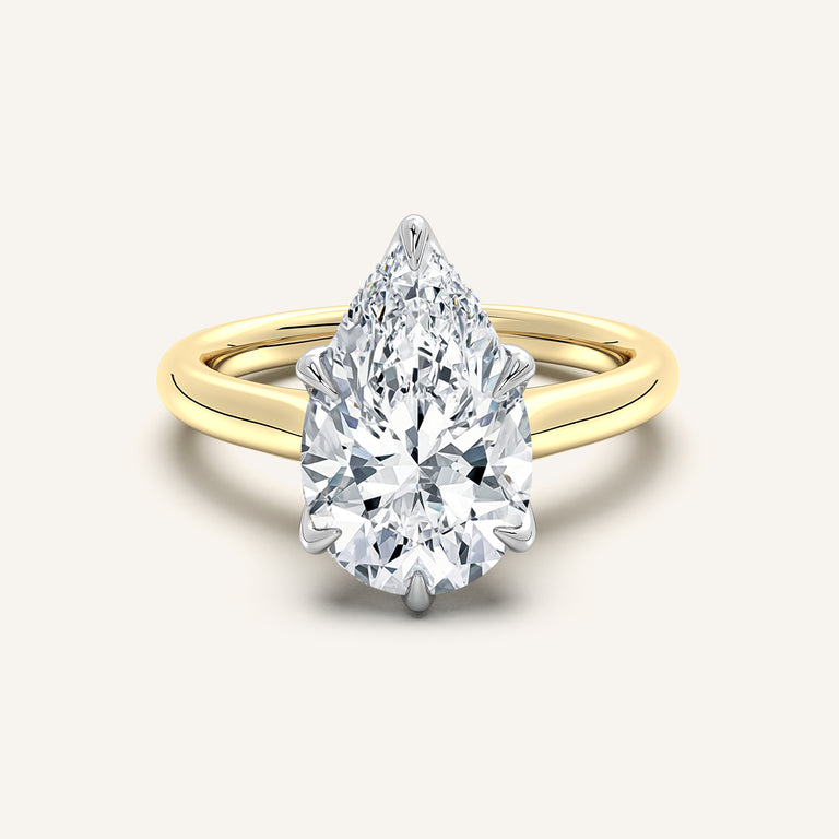 Image for Pear Shape Tulip Style Hidden Halo Engagement Ring | 14k Two Tone
