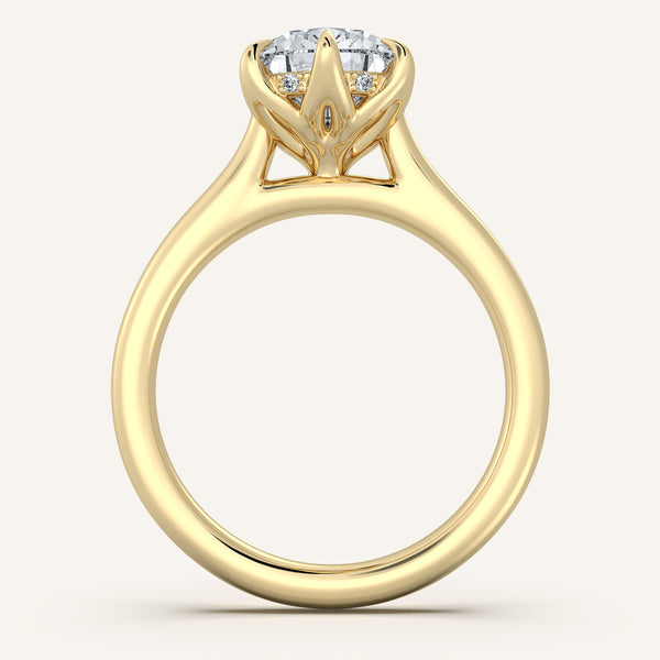 Tulip Style Hidden Halo | 14k Yellow Gold